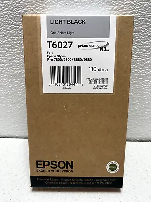 Genuine Epson Light Black T6027 Ink Stylus Pro 7800 9800 7880 9880 Date: 2012 • $54.95