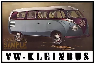 Blue Kleinbus VW (1952) Transporter Van * Quality Art Print * German Bus Travel • $65