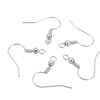 100 X Earring Hook Fish Hooks Wires Silver Plated NICKEL FREE Jewellery Making • £3.10