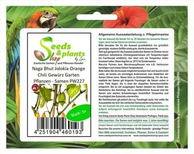 £7.45 • Buy 5x Naga Bhut Jolokia Orange Chilli Herb Garden Plants - Seeds PW227