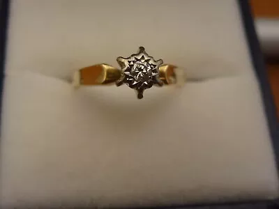 $419 • Buy 18k 18ct Solid Gold Diamond Solitaire Ring. 0.08ct Size J  2.84g