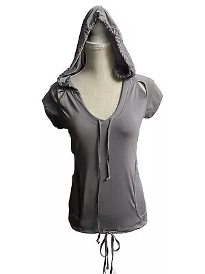 Adidas By Stella McCartney Athletic Top XS Hooded Short Sleeve Gray Shirt • $45