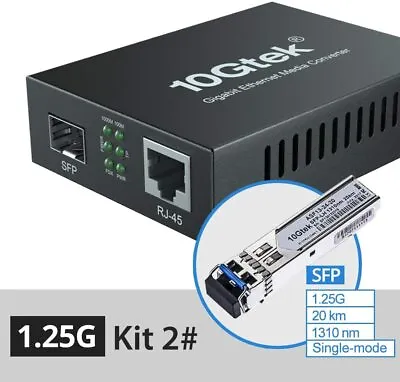 Gigabit Ethernet Media Converter SFP To RJ45 W/ SFP Module Singlemode Up To 20KM • $23.79