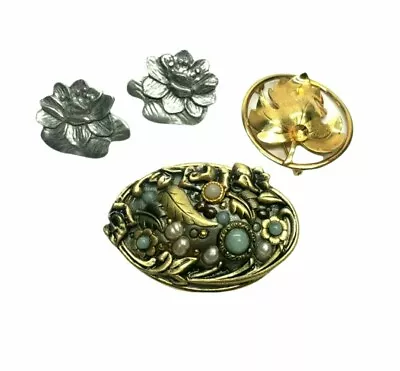 Vintage Lot Of Three Designer Jewelry Michal GolanForstner Seagull GF Pewter • $69.99