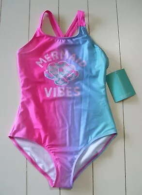 Girls Saint Eve 1 Pc Mermaid Vibes Fully Lined Swimsuit Sz M 7-8 • $10.19