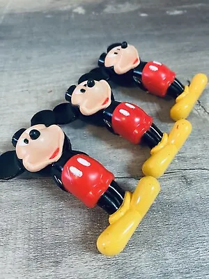 Three 1970s Hard To Find Disney Plastic Mickey Mouse Cake Topper Candle Holders • $19.95
