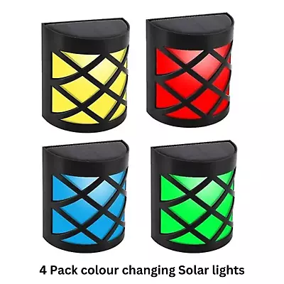 Solar Powered Fence Lights Led Lights Garden Outdoor Step Door Wall Lights 4pack • £11.99