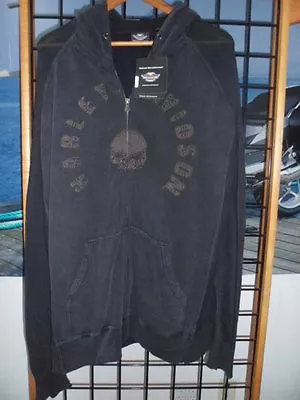 NOS Harley Davidson Mens Willie G Skull Custom Wash Full Zip Hoodie 96573-14VM • $220.98