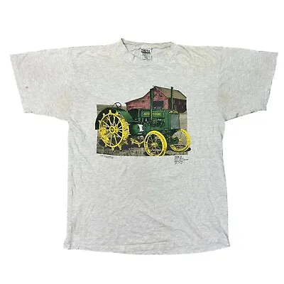 £23.99 • Buy Vintage Single Stitch T-Shirt John Deere USA Graphic Print 90s Grey Mens XL