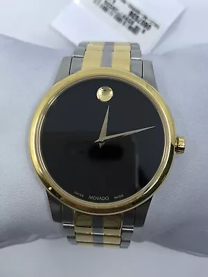 Movado Black Dial Two Tone Stainless Steel Men's SWISS Quartz Watch 0607536 • $274.95