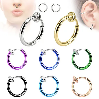 Fake Spring Action Non Piercing Nose Septum / Ear Cartilage Ring • £2.79