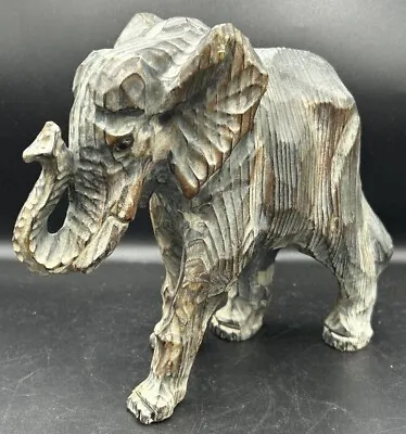 Vintage Hand Carved Wooden Elephant 8  Long Figurine Sculpture Home Decor • $18