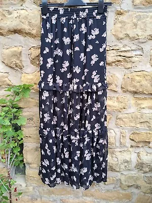 Miss Selfridges Long Floral Sheer Skirt Size 8 In VGC It Has A Mini Underskirt • £4.25
