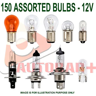 150 X Assorted 12 Volt Car Bulbs - H7 H4 H1 380 382 581 207 239 501 501A & 343  • £39.95