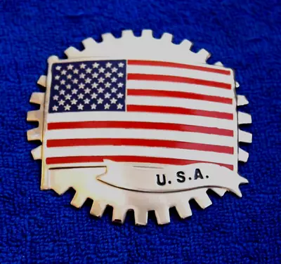$28 • Buy Chrome USA Flag Grille Badge Emblem License Plate Bumper Topper GM Military