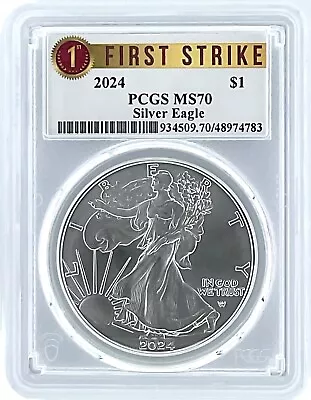 2024 1oz Silver American Eagle PCGS MS70 - First Strike - 1st Label • $53.99