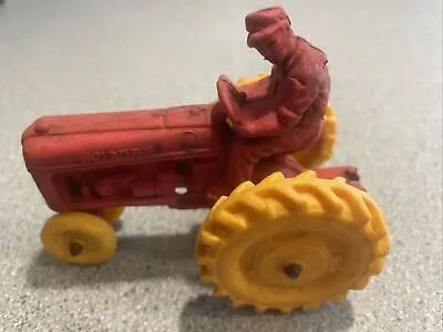 Auburn Red Rubber Farm Tractor Red With Yellow Tires • $8.99