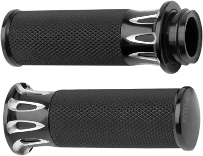 Arlen Ness Black Deep Cut TBW Hand Grips For 2008-2022 Harley Touring Softail • $119.95