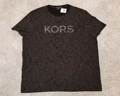 NWT Michael Kors MK T-shirt Python Print Crewneck Top Men Size XXL Black • $39.99