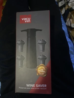 $27 • Buy Brand New In Box Vacu Vin Wine Saver Pump With Vacuum Bottle Stoppers Black