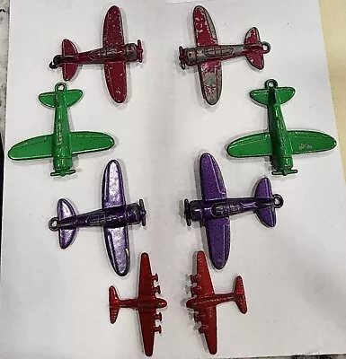 Vintage Painted Old Metal Airplane Set Of 8 • $75