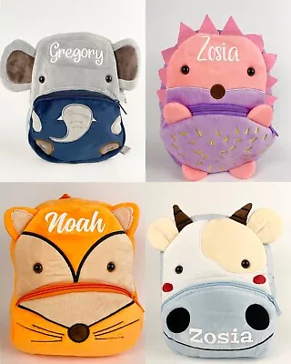 Personalised Kids Backpack Toddler Bag Baby Plush Animal Cartoon Travel Bag Gift • £14