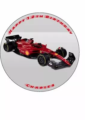 Ferrari F1 Novelty Personalised Edible Birthday Cake Topper 7.5  Round • £4.75