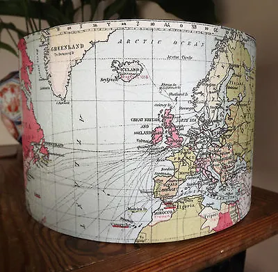 Map Lampshade Handmade UK Drum Table Ceiling 8  10  12  14  16  18  Shabby Chic • £21.99