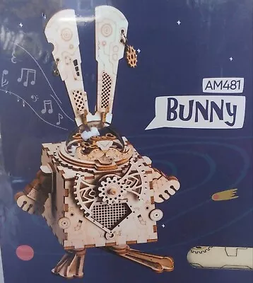 NEW Rokr Bunny Rabbit Music Box & Wooden Puzzle 116 Pc Sealed Steampunk AM481  • $16.99