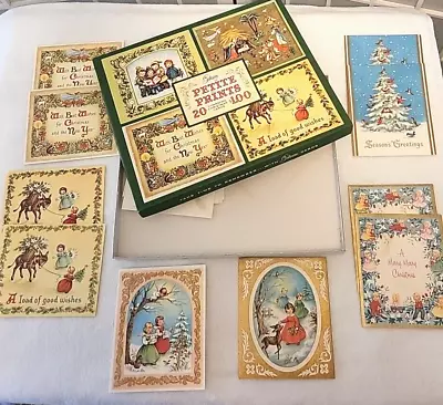 Vintage 1950s Christmas Cards Gibson  Petite Prints  W/ Box (10) Kitschy • $30