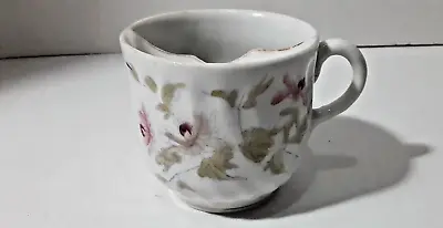 Vintage Mustache Cup White W/ Floral Pattern Gold Trim Unsigned • $7.99