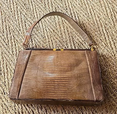 Vintage Escort 1940’s-50s Purse Brown Lizard Skin Handbag • $65