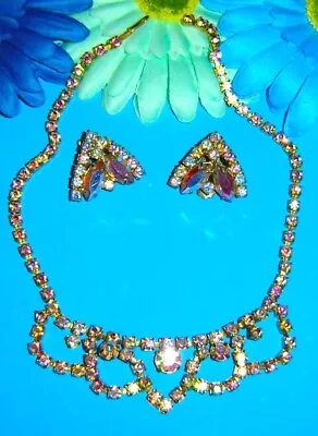 Vintage Juliana AB Rhinestone Necklace Earrings Demi   A-614 • $24