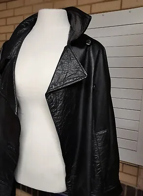 Mary Quant  Vintage Black Leather Jacket Size 12 Good Condition • £45