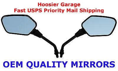 Pair Of Black Angular Head Motorcycle Mirrors - Kawasaki KLR250 KLR600 KLR650 • $24.26