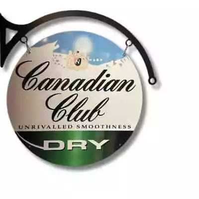 Canadian Club Dry Round Metal Sign Double Sided Hanger Heavy Duty • $179