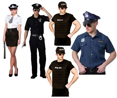 Adults Police Officer Costume Policeman Fancy Dress Cop Mens Ladies Uniform • £15.49