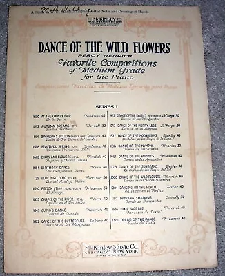 1922 DANCE OF THE WILD FLOWERS Vintage PIANO SOLO Sheet Music By Percy Wenrich • $3.30