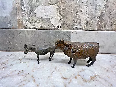 Vintage Cast Metal Donkey And Cow • $12.99