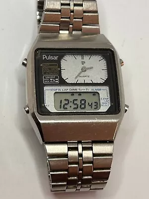 Working Vintage 1980's Men's Silver Pulsar Analog And Digtial Watch GL • $19.50