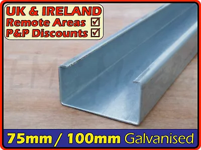 Galvanised Steel Channel  75mm 100mm ⫽ 3x2 4x2  (C U Section Inch Flange D) • £6.95