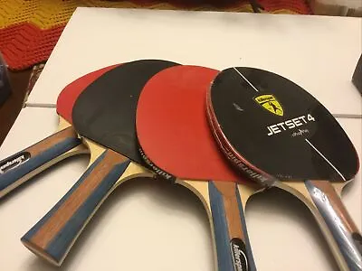 $55 • Buy 4 Ping Pong Paddle Jet Set 4 Professional Basic Rubbers Flared Handle Design