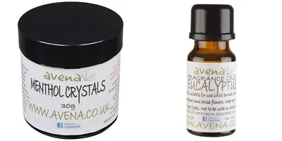 Cold Flu Kit Menthol Crystals 30ml & Eucalyptus Fragrance Oil 10ml Sinus Clear • £12.99