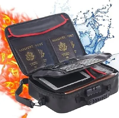 Laptop Bag Fireproof Waterproof Document Box With Lock File Storage Organizer  • £20