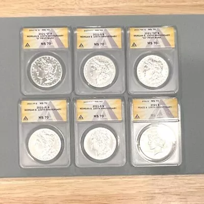 2021 Morgan Peace Dollar ANACS / MS-70 / 6-pc 100th Anniversary Complete Set • $2750