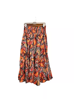 Philosophy Peasant Crinkled Feather Print Cotton Maxi Skirt Size L • $17.95