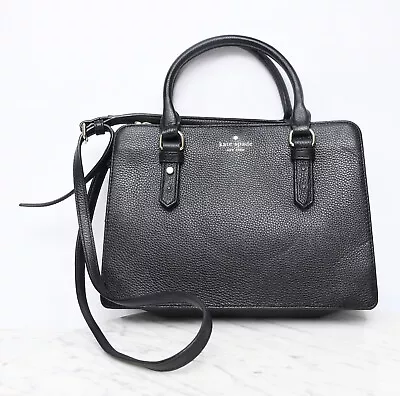 Kate Spade Mulberry Street Lise Black Pebbled Leather Satchel Handbag PURSE • $94.95