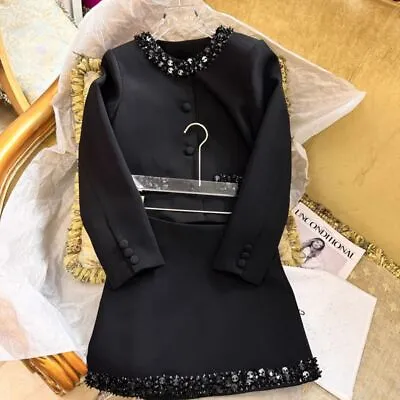 Miu Miu Women Short Coat Sequined And Diamond-encrusted Coat And Skirt Suit • $175.42