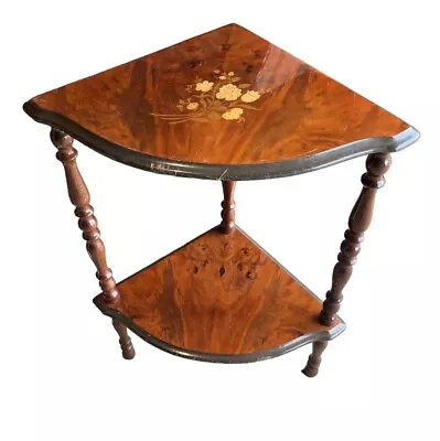 Vintage Mahogany Floral Inlaid Corner Shelving 2 Tier • £34.99