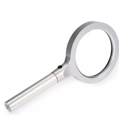 12 LED Magnifying Glass 5X 10X 85mm Zinc Alloy Metal Hand Held Magnifier • $20.46